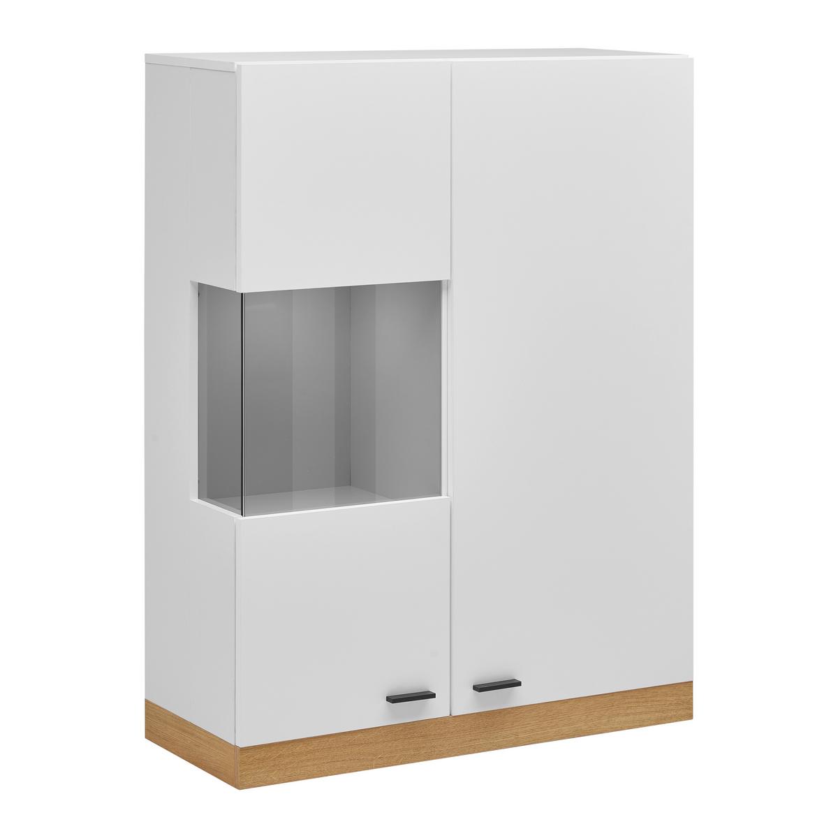 Hängevitrine Kiro Weiß/Eichefarben - MODERN, Glas/Holzwerkstoff (90/120/35cm) - Mömax