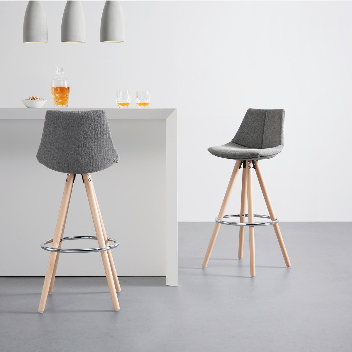 Barhocker Nelo Dunkelgrau Webstoff Gepolstert - Chromfarben/Dunkelgrau, MODERN, Holz/Textil (42/100/33cm) - Bessagi Home