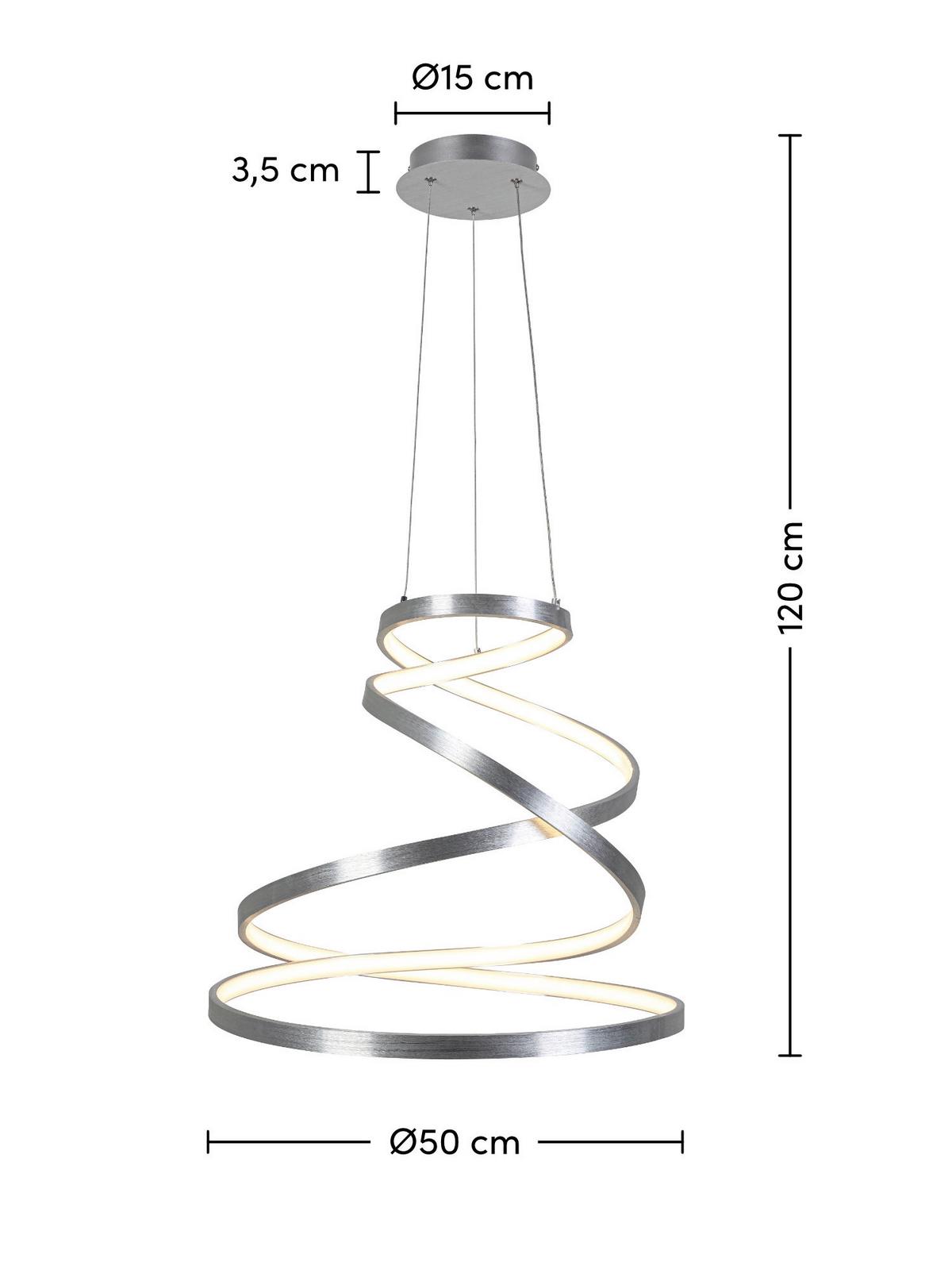 LED-Hängeleuchte Silvi Alufarben max. 40 Watt - Alufarben, MODERN, Kunststoff/Metall (50/120cm) - Mömax