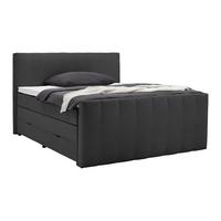 Boxspringbett Malaga Schwarz ca. 180x200cm - Silberfarben/Schwarz, Konventionell, Holzwerkstoff/Kunststoff (180/200cm) - Premium Living
