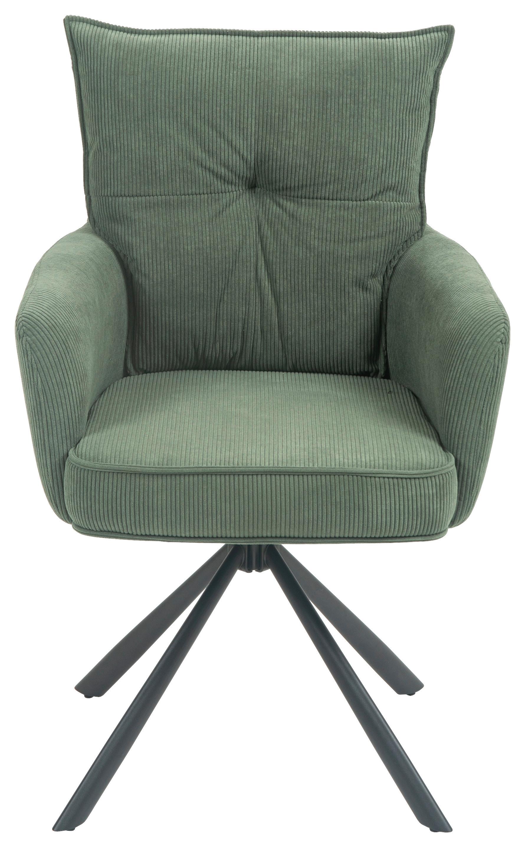 KRZESŁO Z PODŁOKIETNIKAMI POINT -EXKLUSIV- - czarny/oliwkowa zieleń, Design, metal/tkanina (60/95/67cm) - Novel