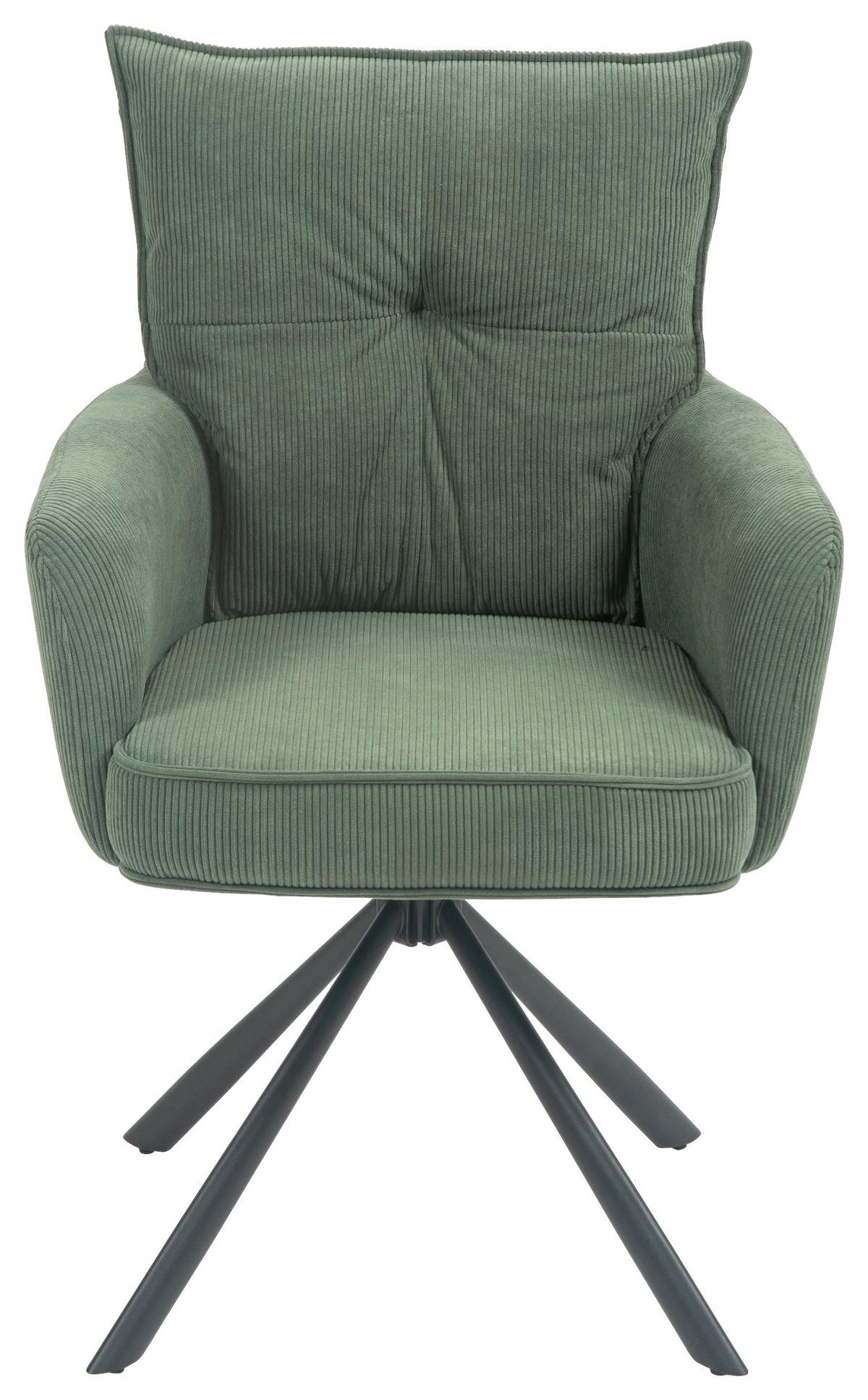 KRZESŁO Z PODŁOKIETNIKAMI POINT -EXKLUSIV- - czarny/oliwkowa zieleń, Design, metal/tkanina (60/95/67cm) - Novel