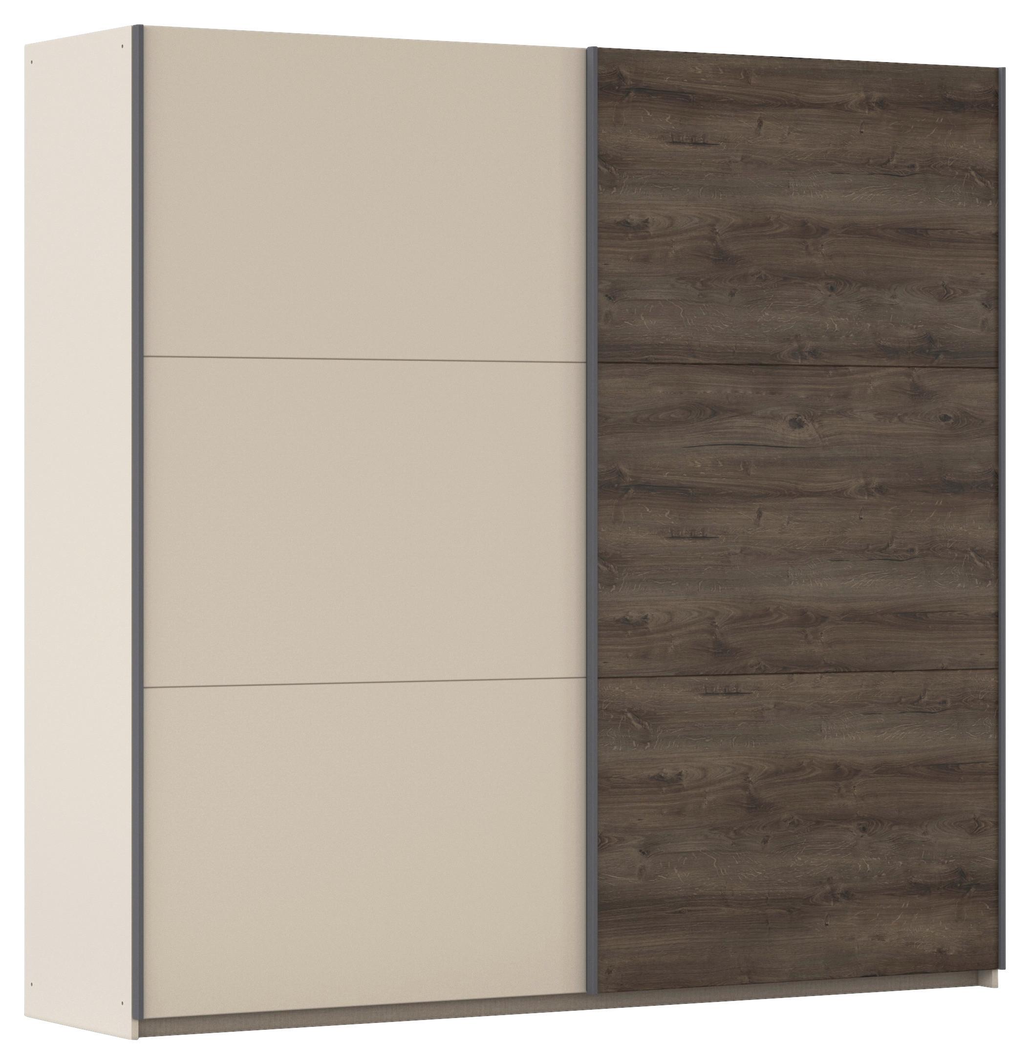 DULAP USI CULISANTE SAJO - stejar închis la culoare/șampanie, Trend, material pe bază de lemn (218/210/59cm) - Premium Living