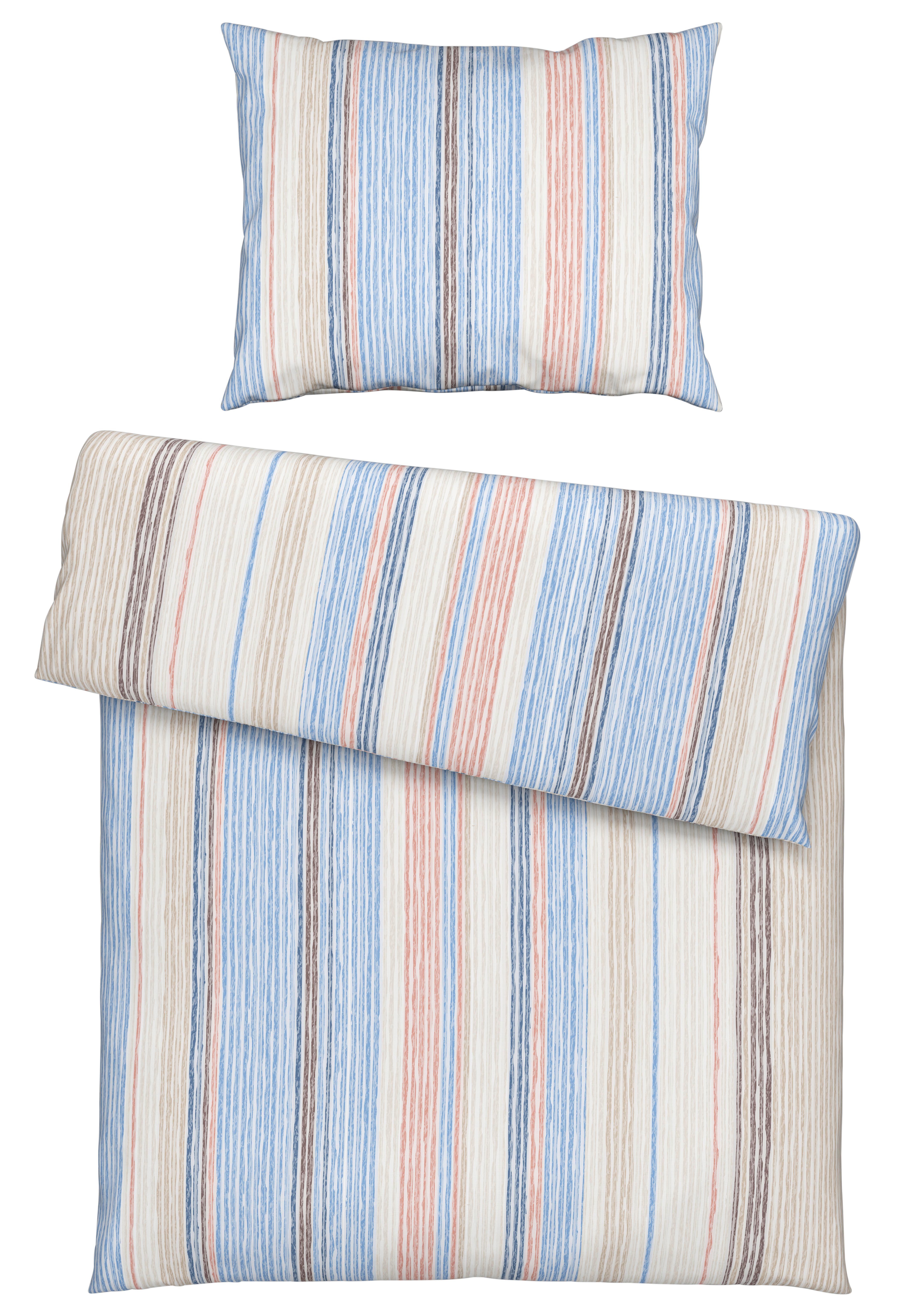 Bettwäsche Sara in Bunt ca. 160x210cm - Blau/Braun, Konventionell, Textil (160/210cm) - Modern Living