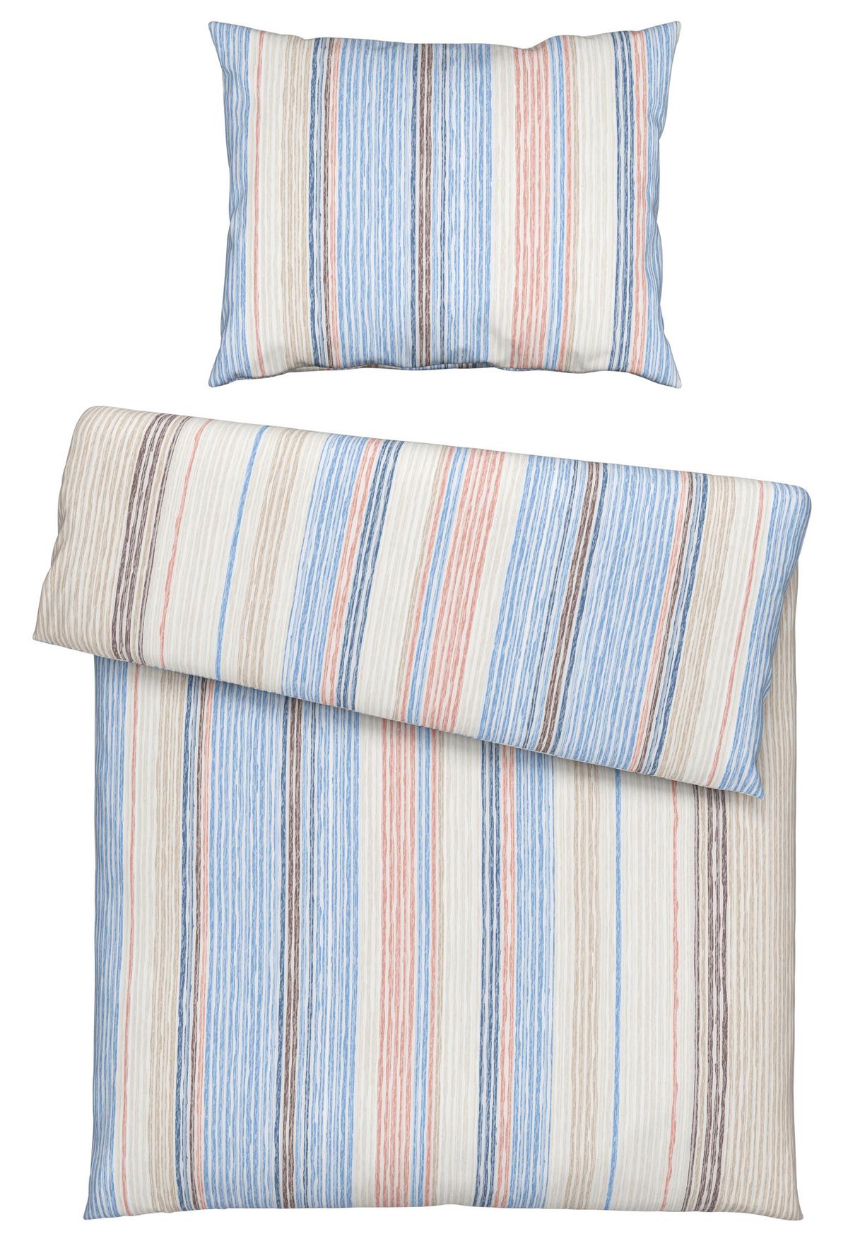 Bettwäsche Sara in Bunt ca. 160x210cm - Blau/Braun, Konventionell, Textil (160/210cm) - Modern Living