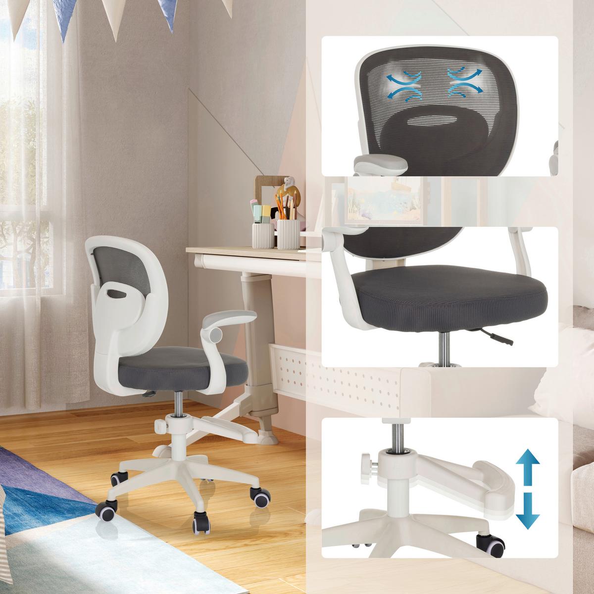 Mladinski Vrtljivi Stol Kiddy Smart, Siva - siva/bela, Moderno, umetna masa/tekstil (61/84-97/55cm) - MID.YOU