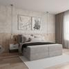 Boxbett Mala ca. 180x200 cm Hellgrau mit Topper - Hellgrau/Schwarz, MODERN, Holz/Holzwerkstoff (180/200cm) - Bessagi Home