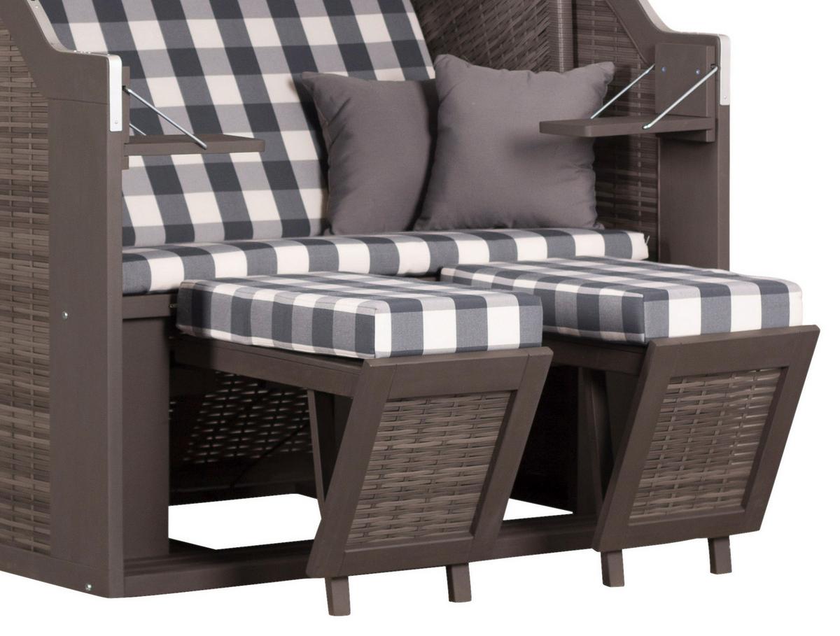 Strandkorb ca. 120x160x80 cm Grau/Karo - Basics, Holz (120/160/80cm) - Gardenson