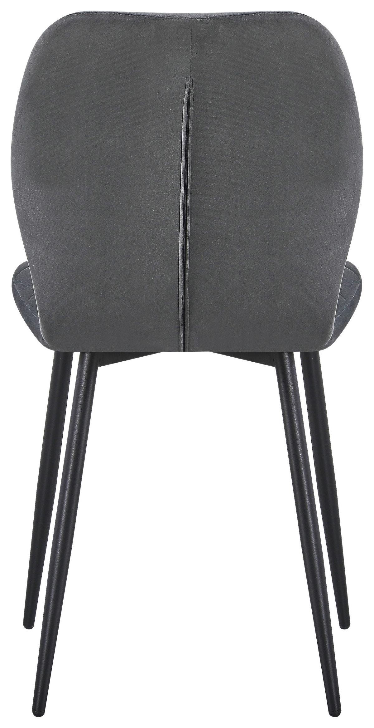 Stol Zoe, Žamet, Temno Siva - temno siva/črna, Trend, kovina/tekstil (58/85/47cm)