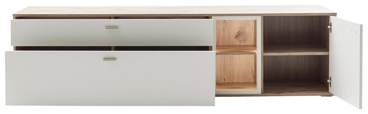 TV-Element Santerno Weiß/Eichefarben - Eichefarben/Weiß, KONVENTIONELL, Holzwerkstoff/Metall (199/53/50cm) - Mömax
