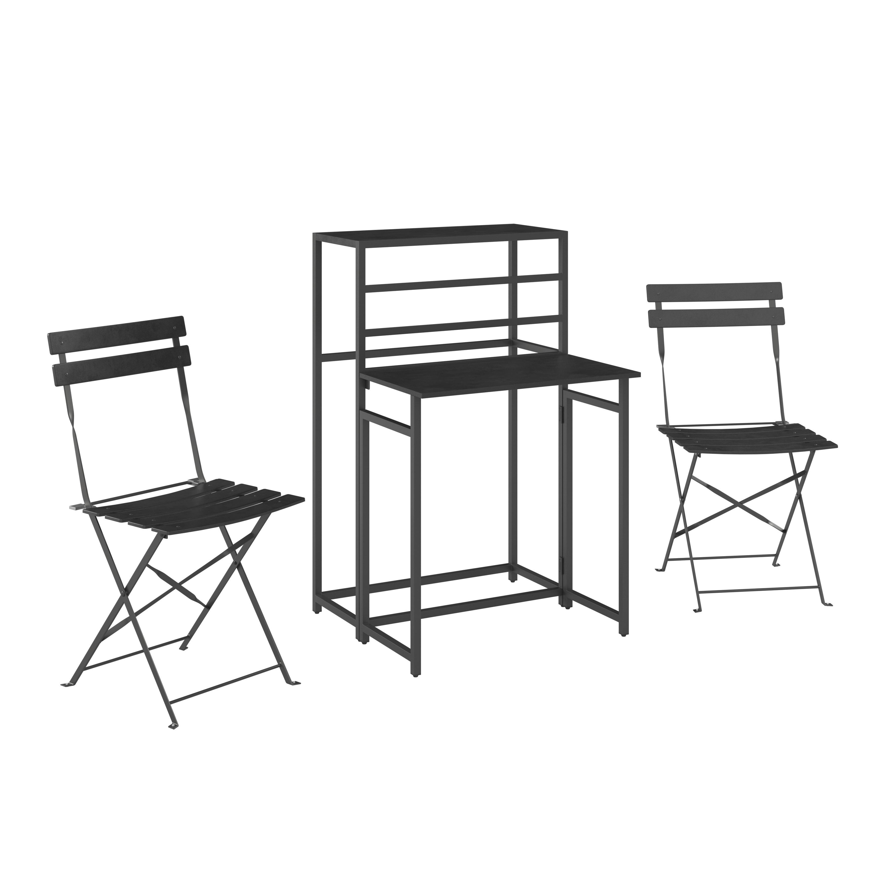 Balkonset Peter Anthrazit, 3-teilig - Anthrazit, Basics, Metall (52/106/56cm) - Mömax