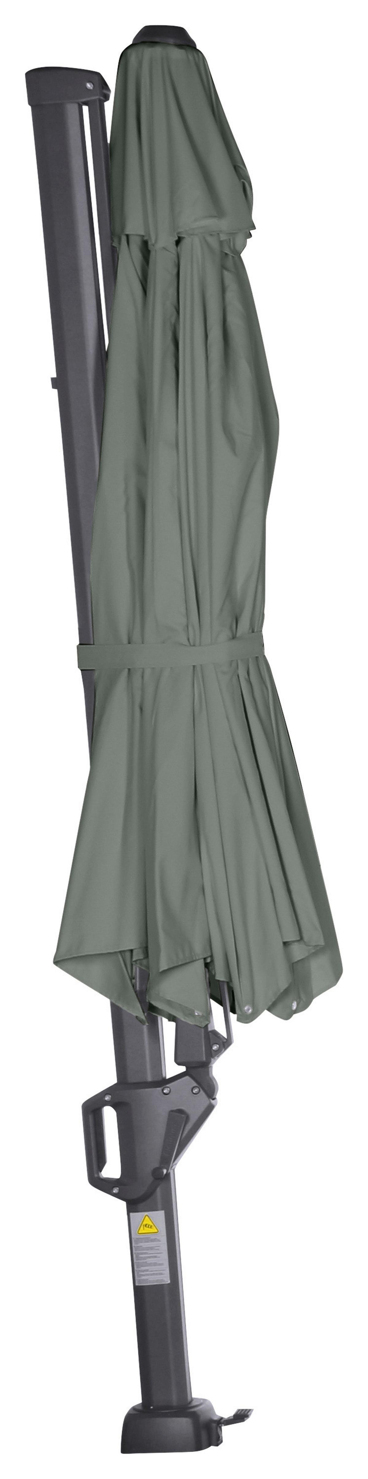 Ampelschirm Sunset N+ Ø 350 H: 252 cm Anthrazit/Olivgrün - Anthrazit/Olivgrün, KONVENTIONELL, Textil/Metall (350/350cm) - Siena Garden