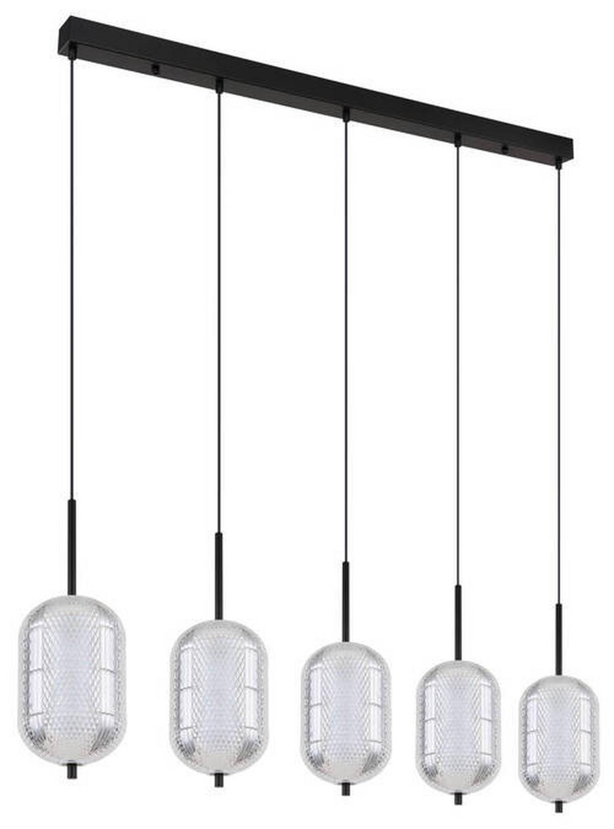 LED-Hängeleuchte Kurius Schwarz max. 60 Watt - Klar/Schwarz, KONVENTIONELL, Kunststoff/Metall (118/15/120cm) - Globo