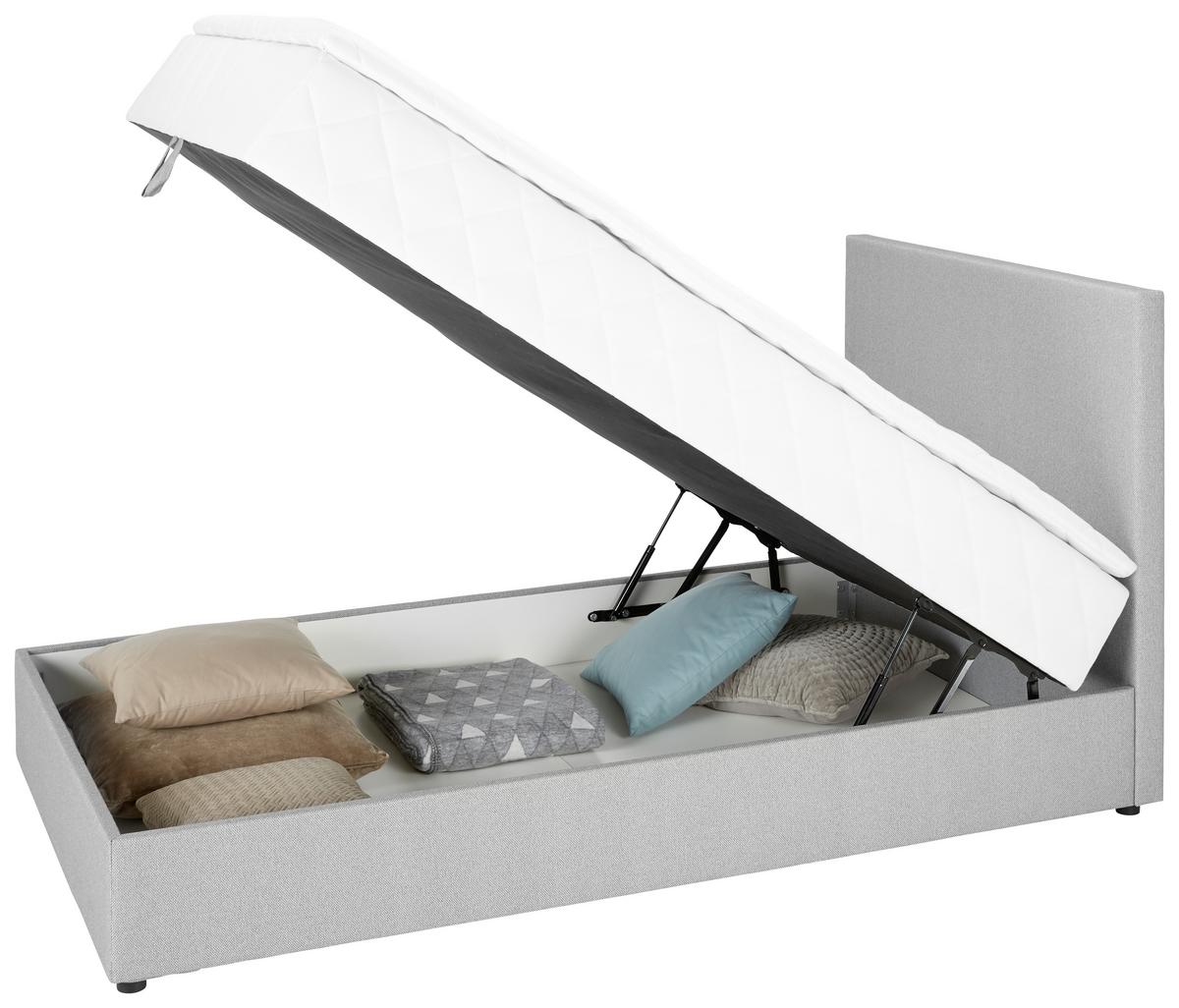 Lit boxspring Boxy in Grau ca. 100x200cm - gris, Konventionell, textile (100/200cm) - Mömax