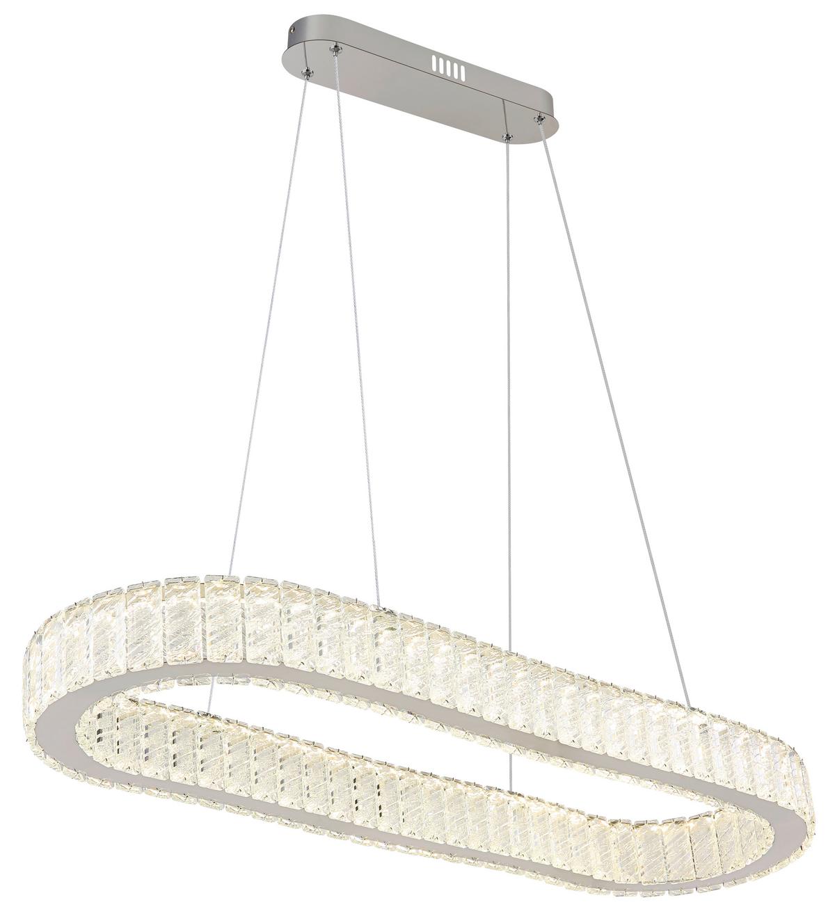 Viseča Led-svetilka Mucky, S Sijalko - barve kroma/prozorno, Konvencionalno, kovina/umetna masa (89/31/120cm) - Globo
