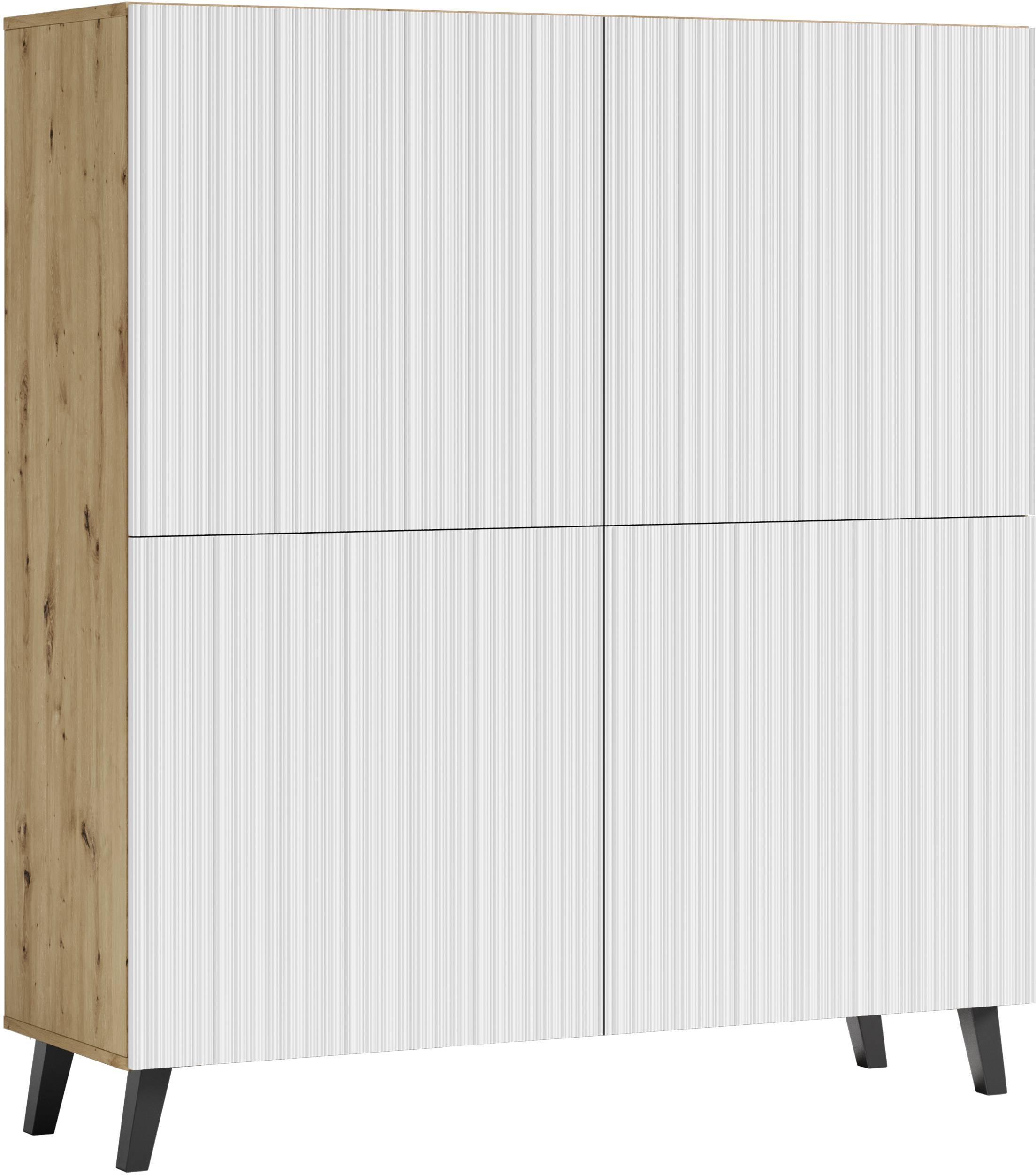 Visoka Komoda Phuket 120, Bela, Barva Hrasta - črna/bela, Trend, umetna masa/leseni material (120/130/39cm) - Livetastic