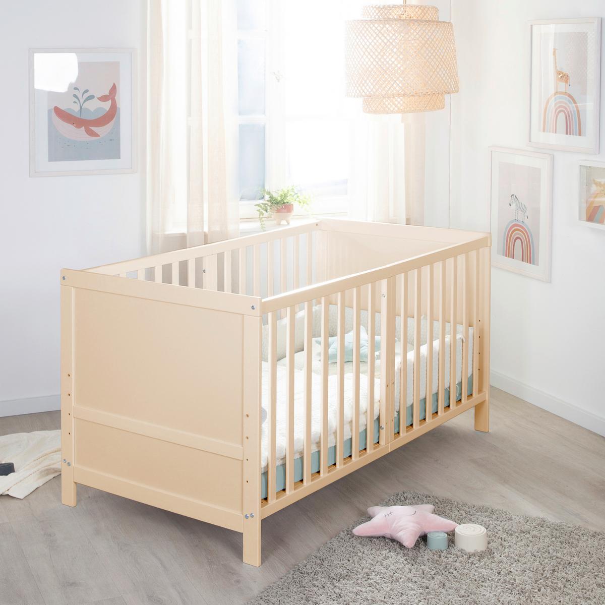 Rácsos Kiságy, Átalakítható Easy Sleep - világosbarna, Basics, faalapú anyag (78/78/142cm) - Roba