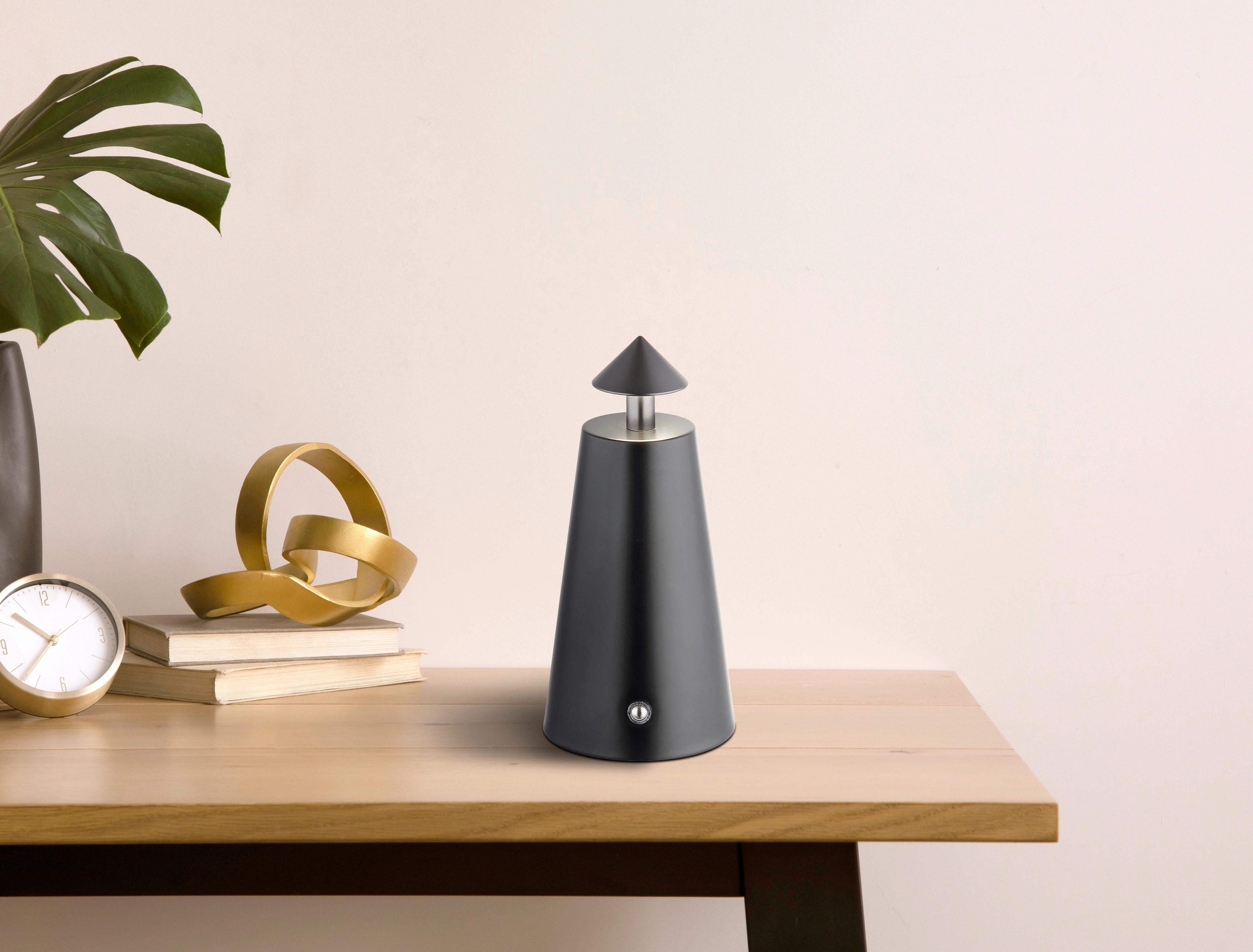 AKKU-TISCHLEUCHTE 21037S LIVA - Weiss/Schwarzchrom, Design, Kunststoff/Metall (9/19cm) - Globo