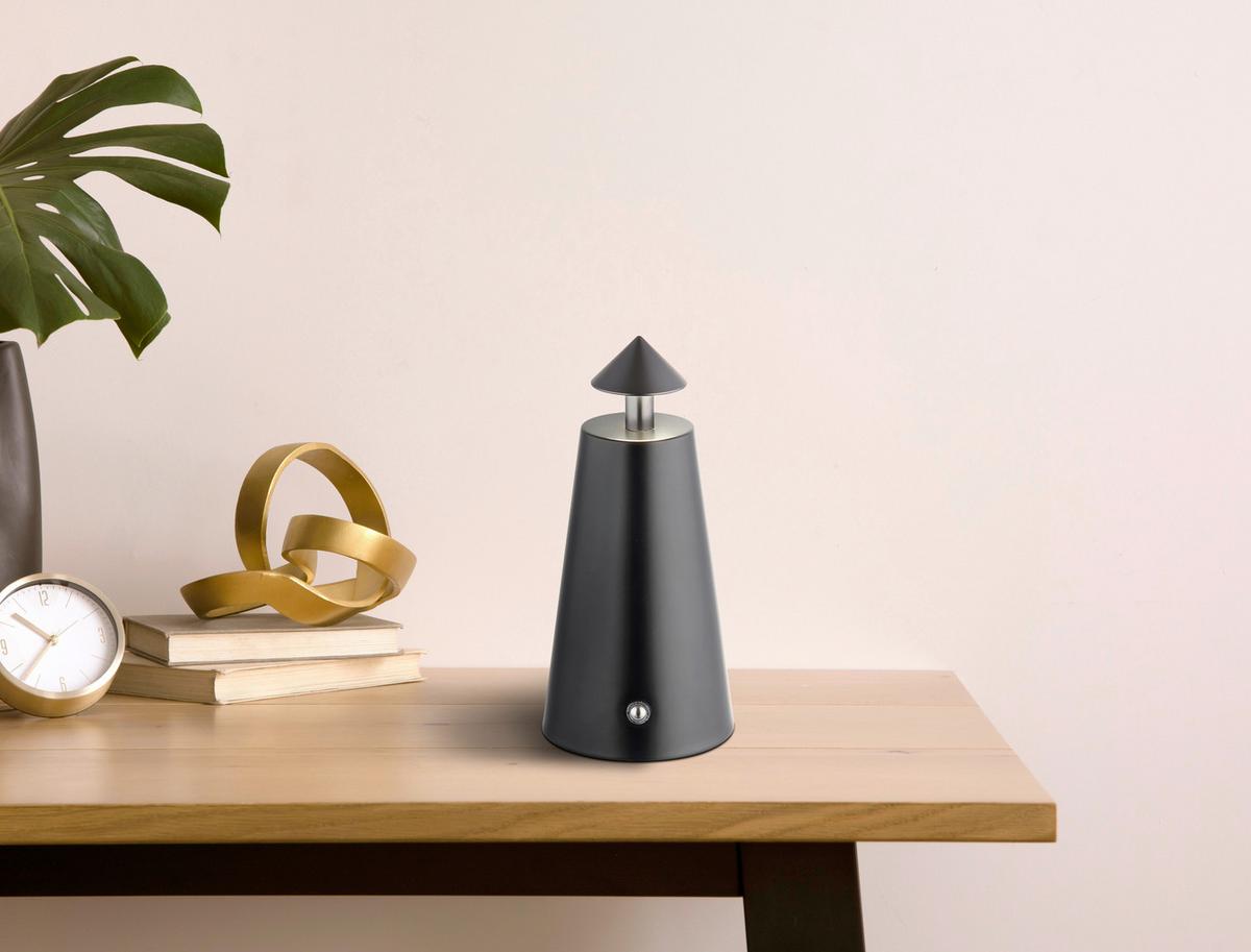 AKKU-TISCHLEUCHTE 21037S LIVA - Weiss/Schwarzchrom, Design, Kunststoff/Metall (9/19cm) - Globo