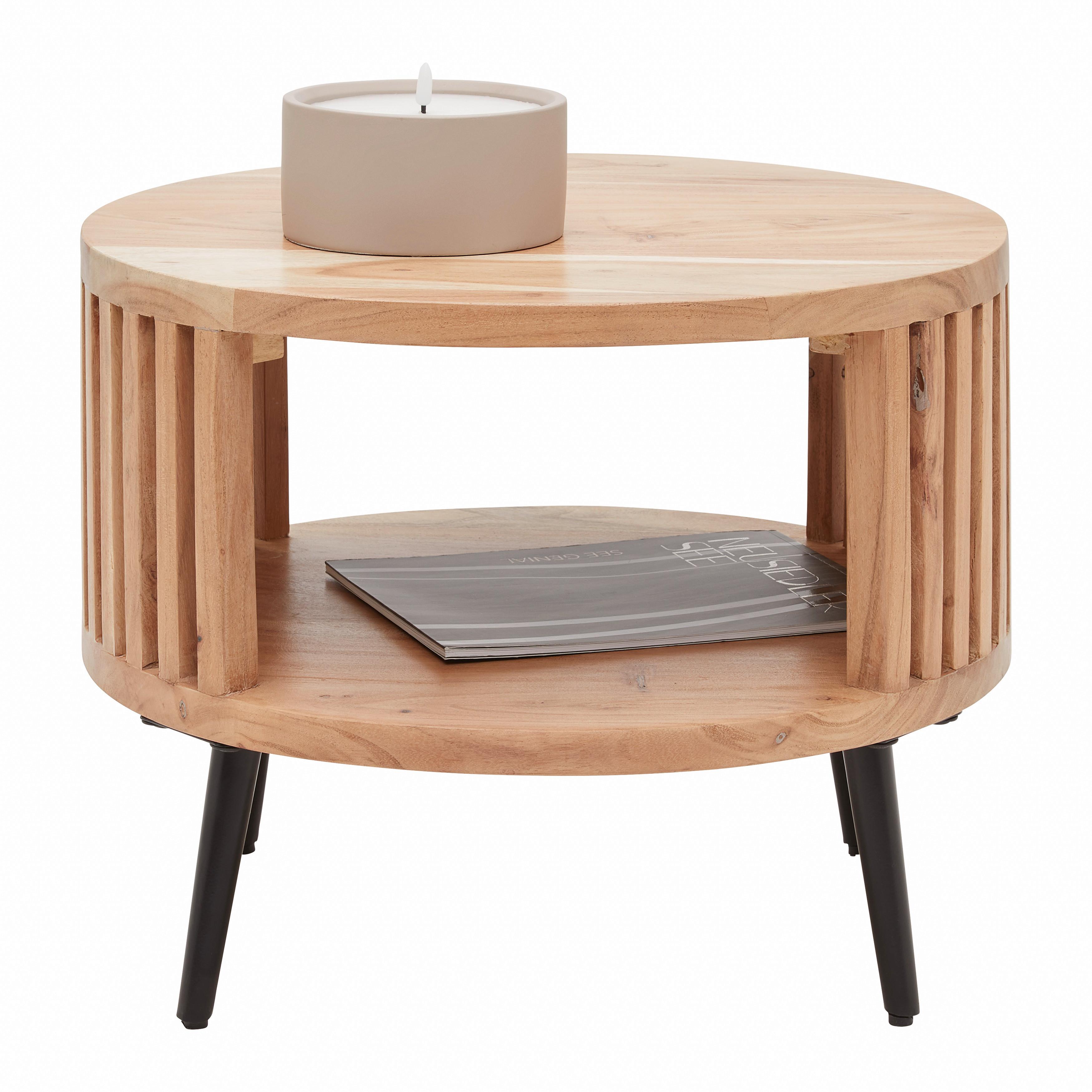 SIDOBORD MADDI -TREND- - svart/naturfärgad, Lifestyle, metall/trä (50/40/50cm) - Mömax