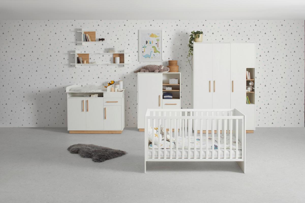 Kleiderschrank Luna White Weiss/Eiche ca. 131x194x55cm - Weiss/Eiche Artisan, Konventionell, Holz/Holzwerkstoff (131/194/55cm) - Roba