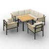 LOUNGESET CASSANDRA - teakfärg/ljusbrun, Modern, metall/trä - Bessagi Garden