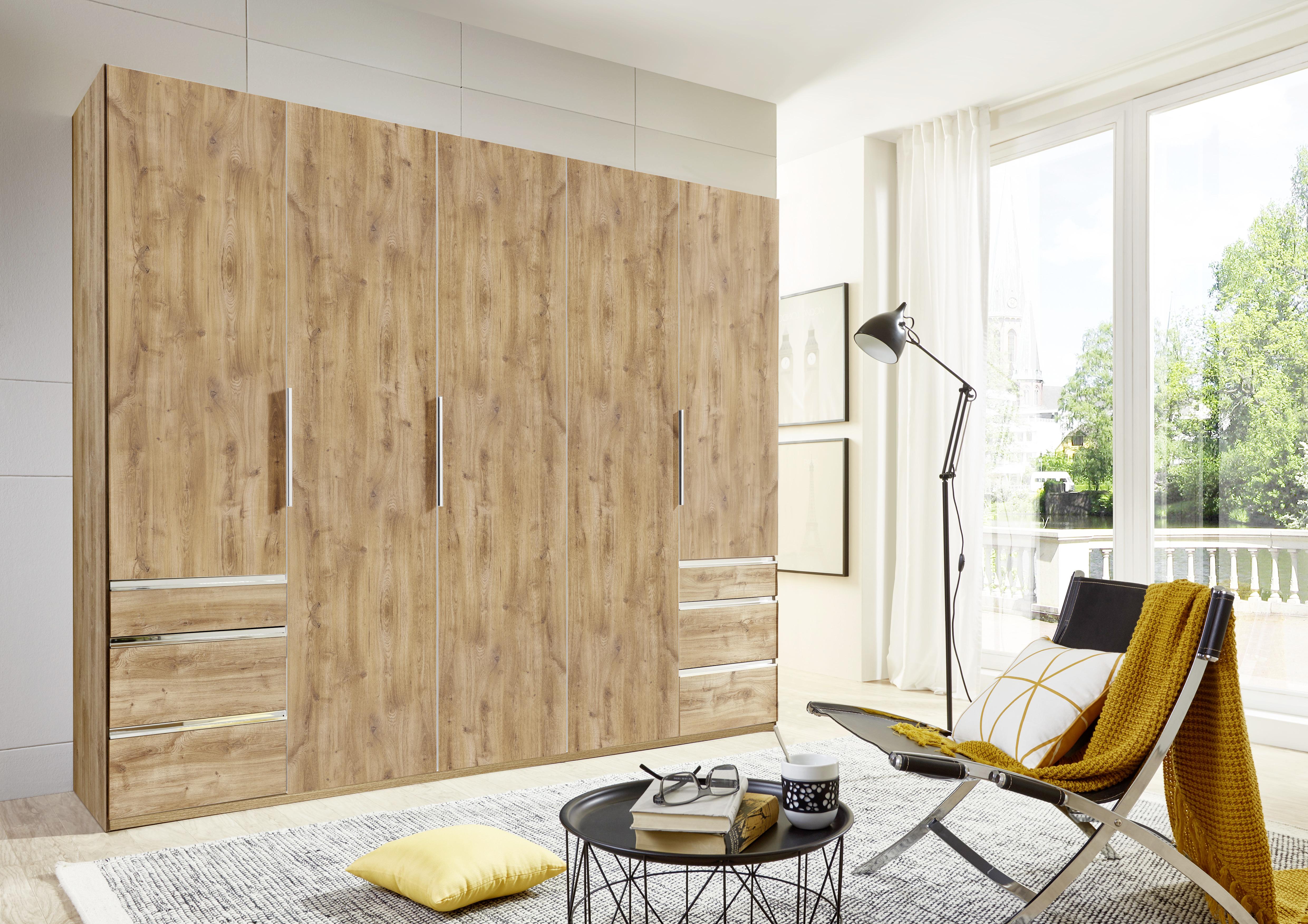 Drehtürenschrank Level 36A ca. 250x216x58 cm Eiche Dekor - Chromfarben/Eichefarben, MODERN, Holzwerkstoff/Kunststoff (250/216/58cm) - MID.YOU