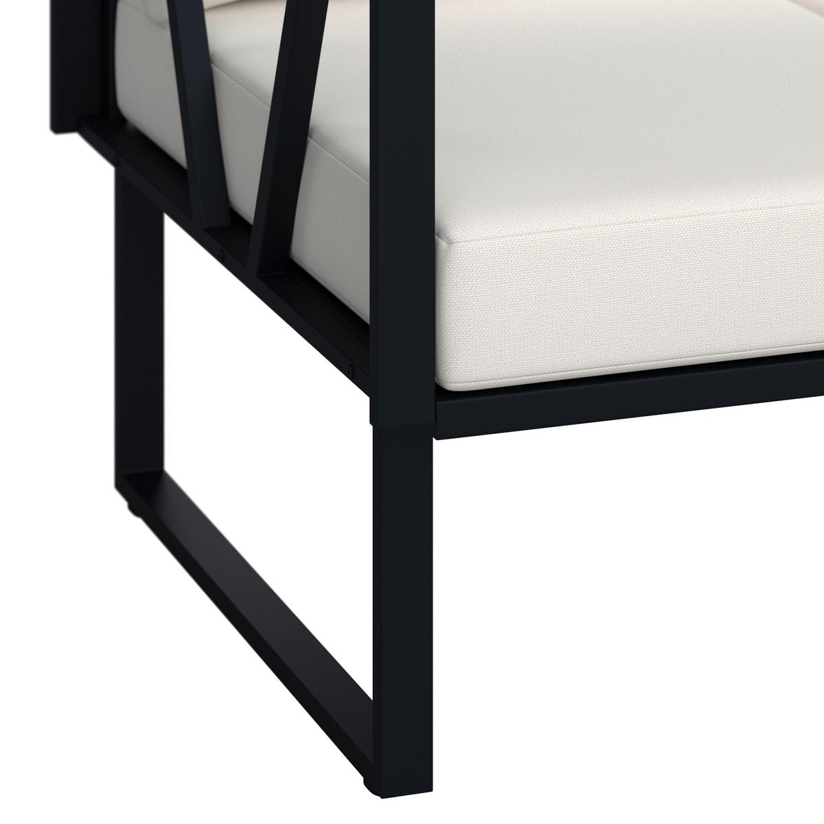 Loungegarnitur Loretta Creme Metall/Holz/Outdoorstoff - Creme/Schwarz, MODERN, Holz/Textil (80/75/80cm) - Bessagi Garden