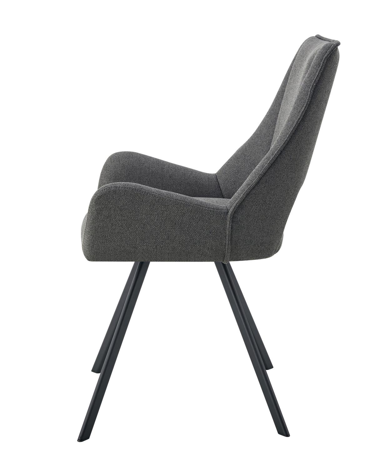 STUHL-SET HELEN - Anthrazit/Schwarz, Modern, Textil/Metall (56/91/63cm) - MID.YOU