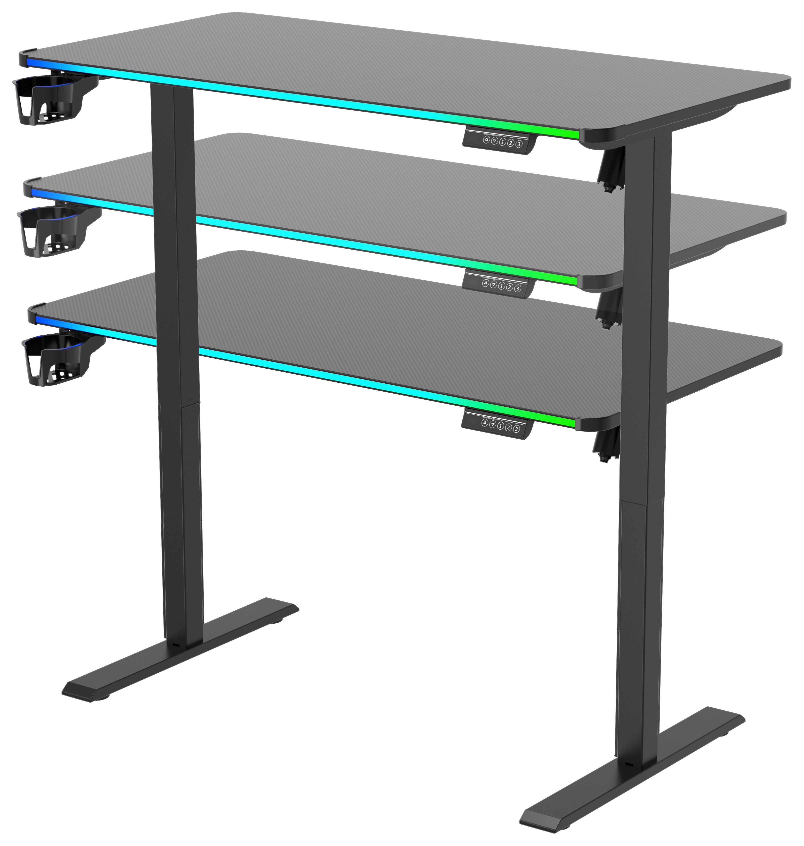 GAMINGTAFEL JACK - Zwart, Modern, Houtcomposiet/Kunststof (120/70-115/60cm) - Mömax