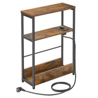 Beistelltisch in Schwarz, Dunkelbraun inkl. Netzbetrieb - Dunkelbraun/Schwarz, Trend, Holzwerkstoff/Metall (18/58/45cm) - MID.YOU