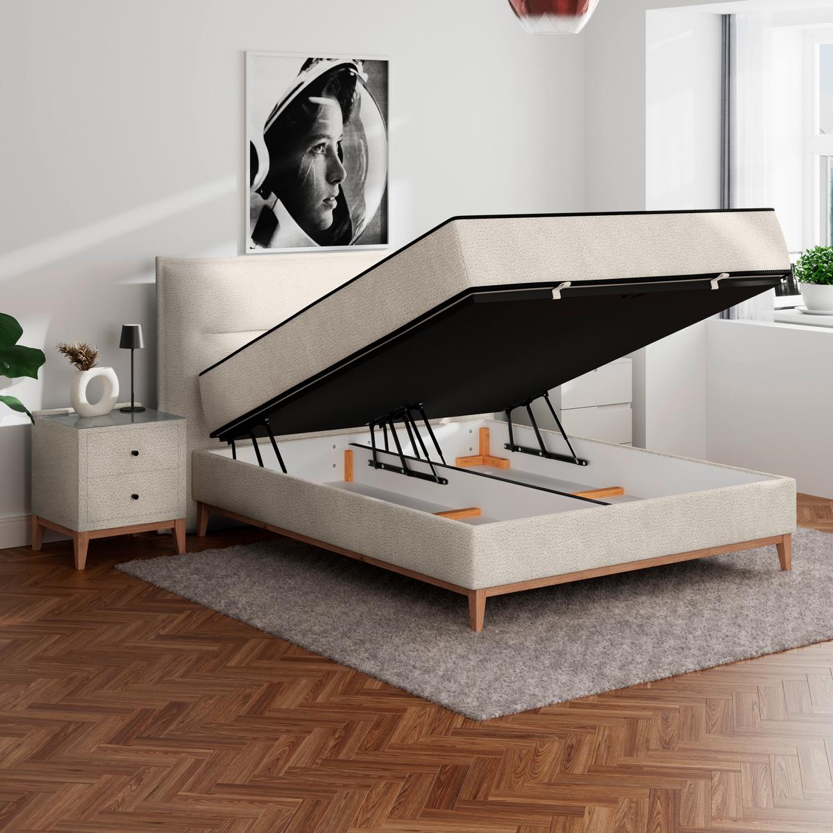 Pat box SMILE - crem, Konventionell, lemn/metal (160/200cm) - Premium Living