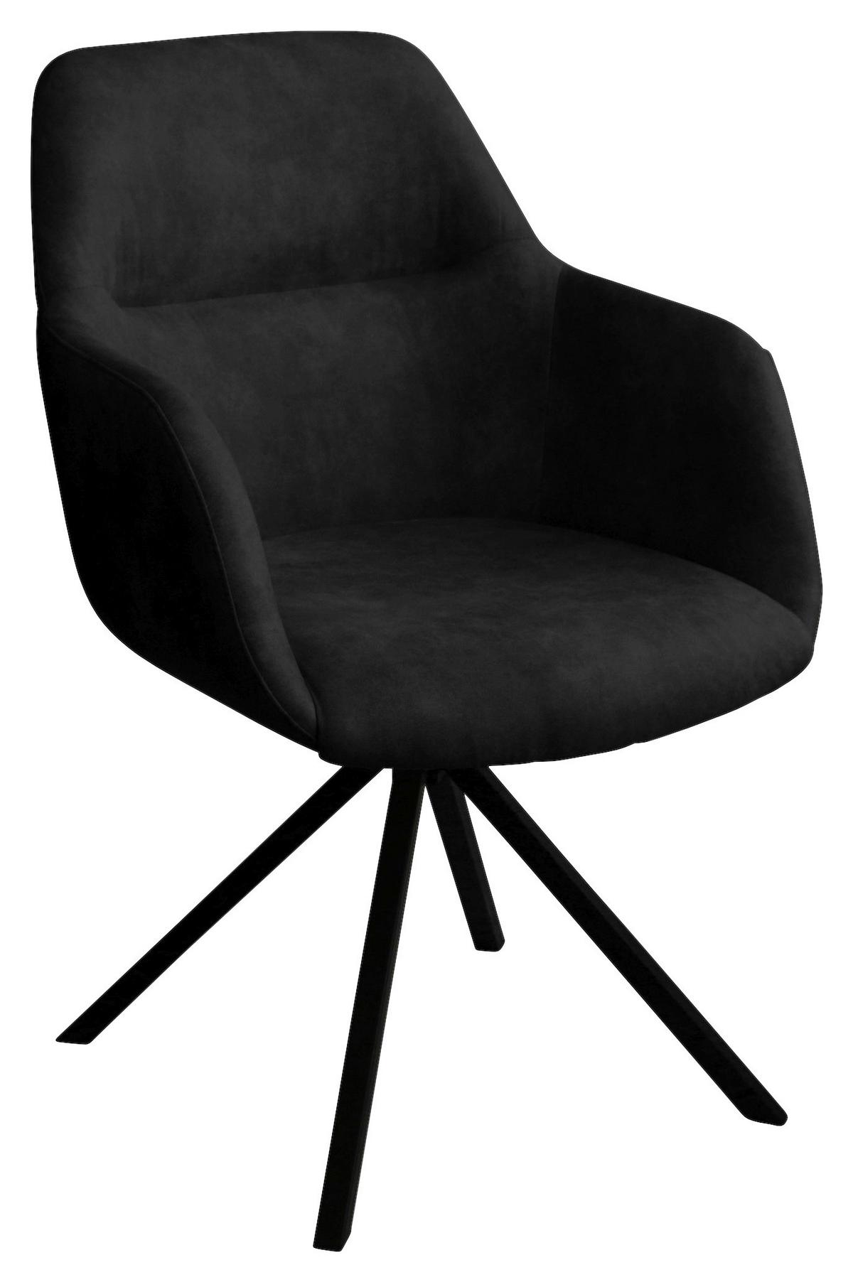 KRZESŁO Z PODŁOKIETNIKAMI VENEDIG - antracytowy/czarny, Design, metal/tkanina (57/85,5/65cm) - Voleo