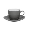 Kaffeetasse mit Untertasse Sandy in Grau aus Keramik - Grau, KONVENTIONELL, Keramik (5/6,9cm) - Mömax modern living