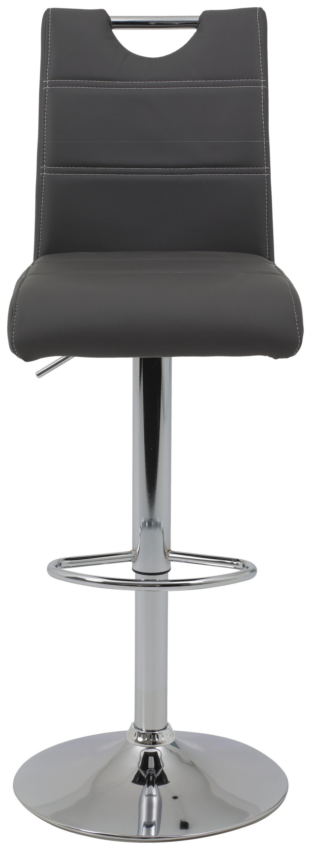Barhocker Set mit Lehne und 360°drehbar 2-tlg Miranda Grau - Chromfarben/Weiß, MODERN, Textil/Metall (38/97-119/50cm) - MID.YOU