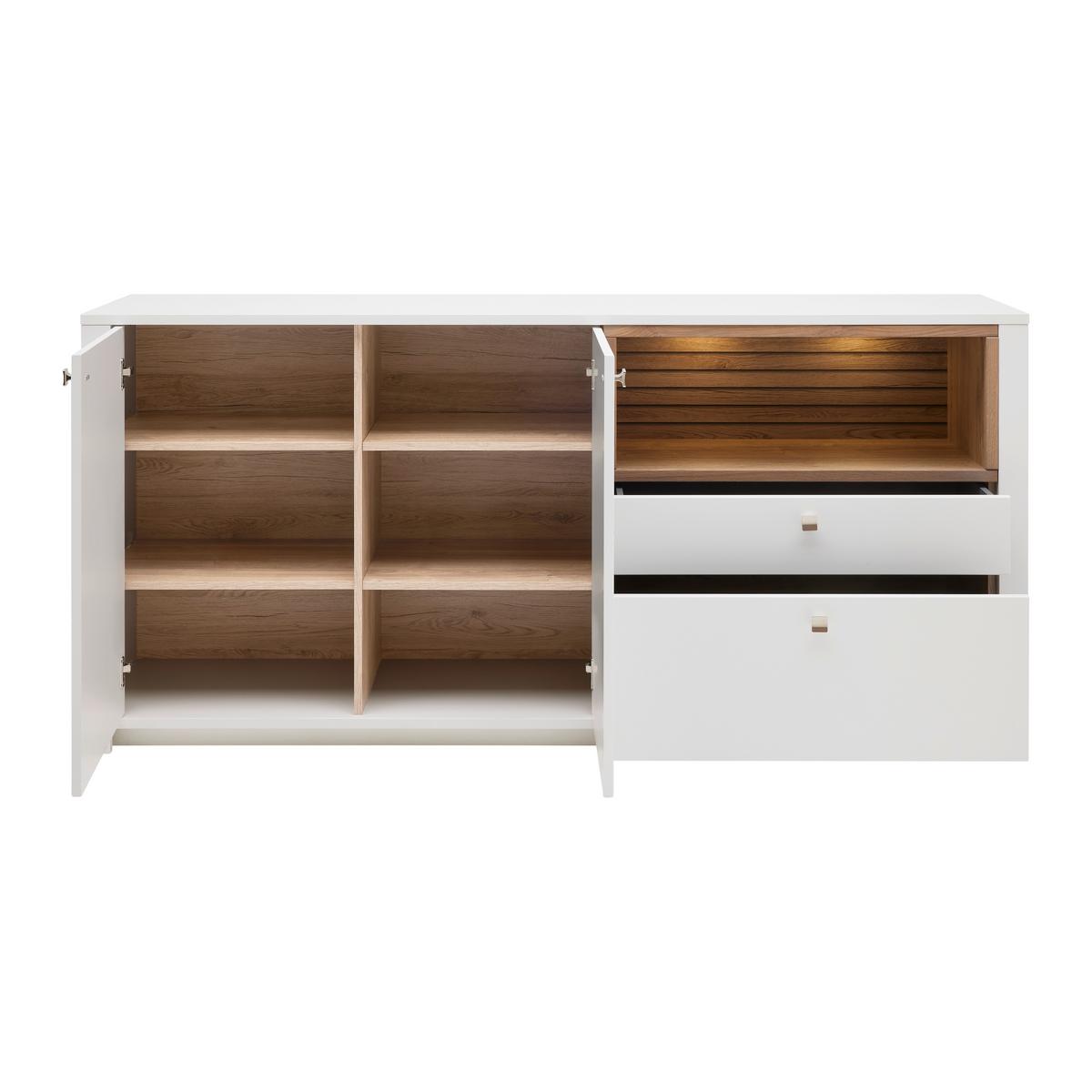 Sideboard Whitehouse Weiß/Eichefarben - Edelstahlfarben/Eichefarben, MODERN, Holz/Holzwerkstoff (192/90/47cm) - Premium Living