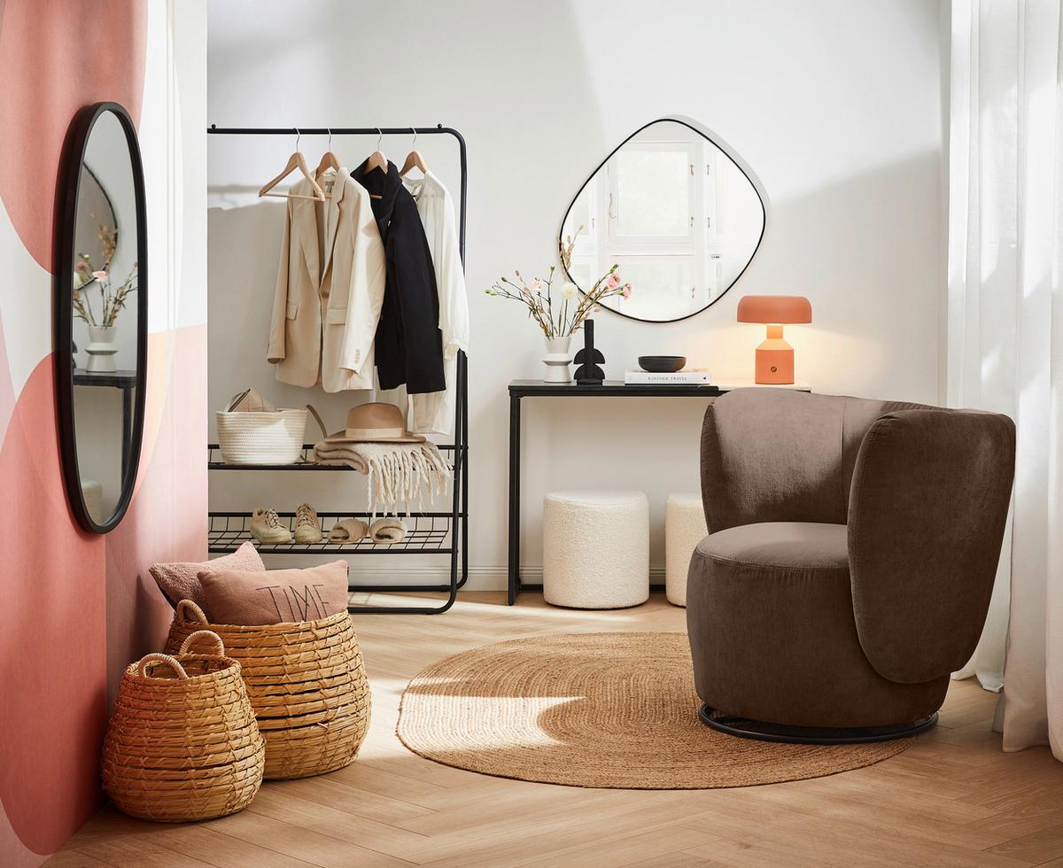 Cocktailsessel Boli Dunkelbrau - Dunkelbraun/Schwarz, Design, Textil/Metall (92/80/84cm) - Livetastic