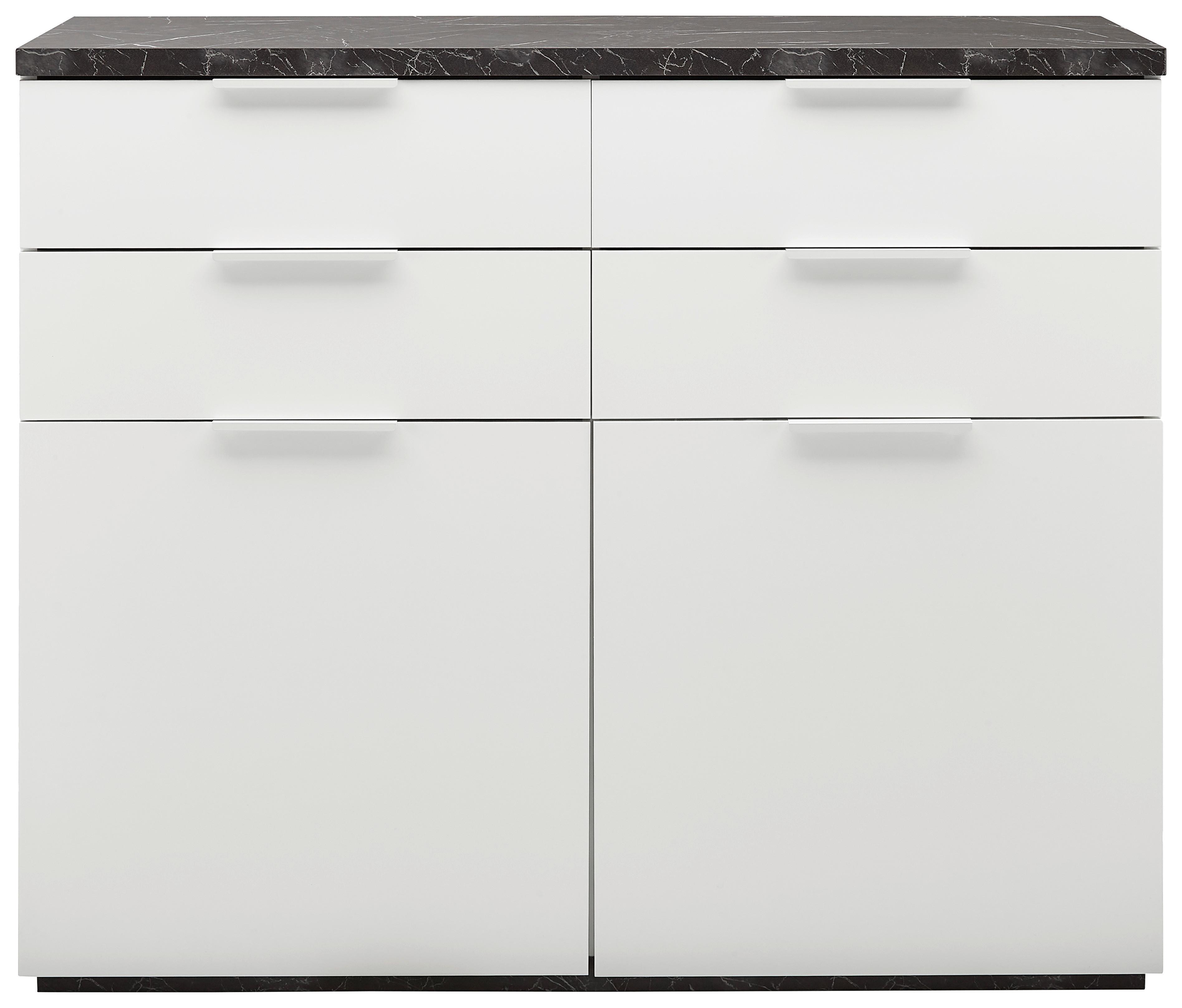 COMMODE MUNDI - blanc haute brillance/blanc, MODERN, matériau en bois/métal (119/102/50cm) - Premium Living