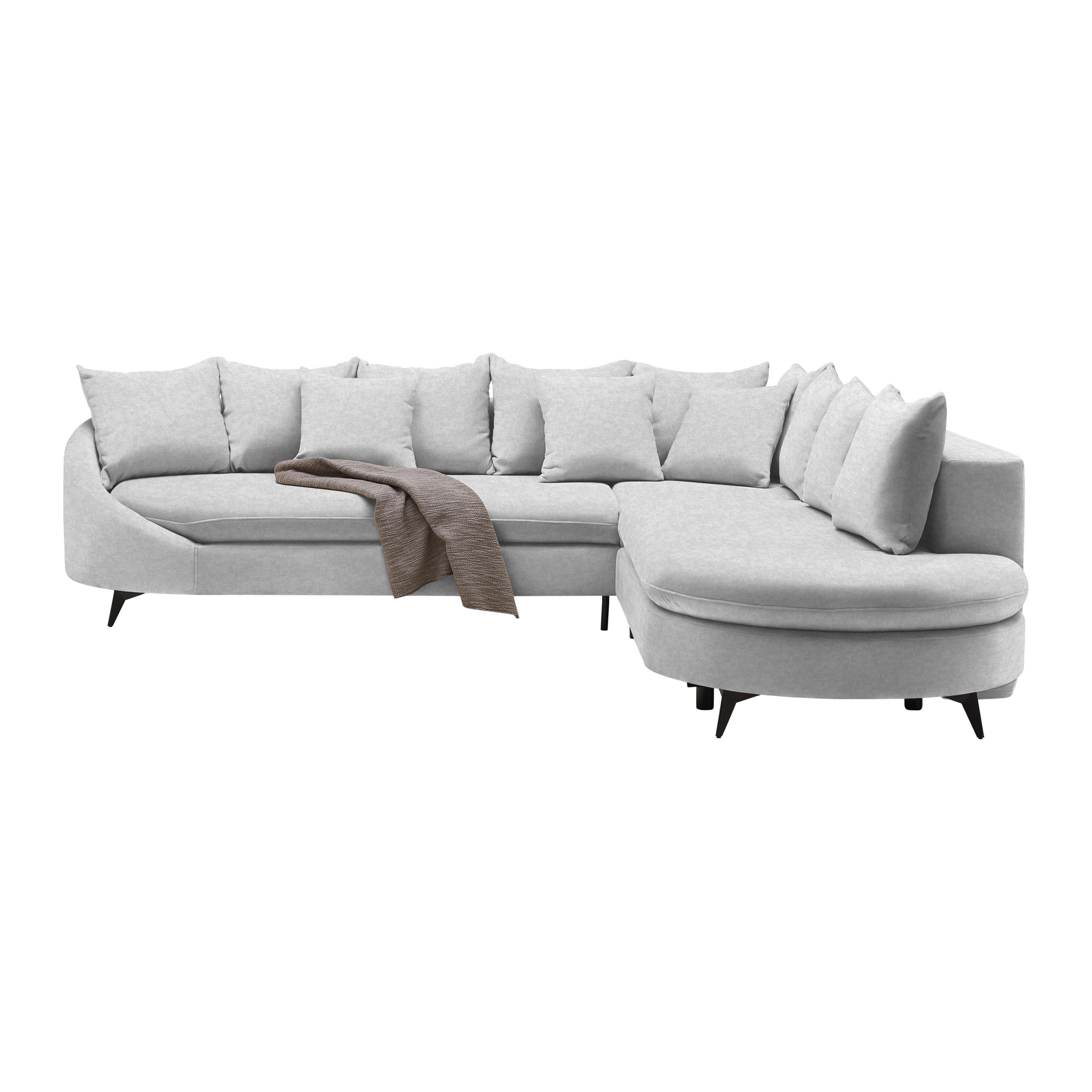 Ecksofa Axel Silberfarben - Silberfarben/Schwarz, MODERN, Textil/Metall (291/87/250cm) - Mömax