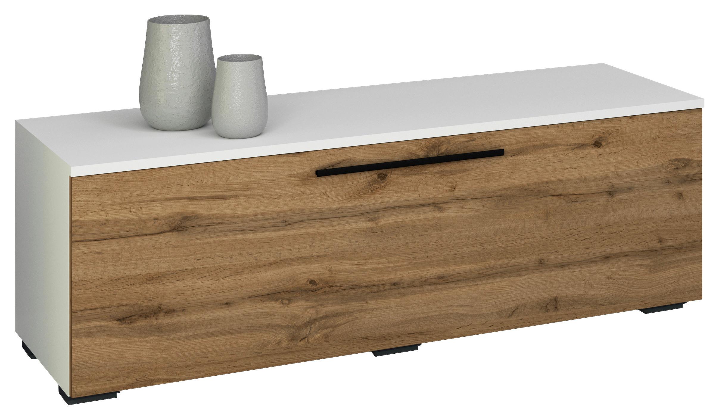 Nizka Omarica Arila, Hrast, Bela - črna/medeni hrast, Moderno, umetna masa/leseni material (115/39/40cm) - MID.YOU