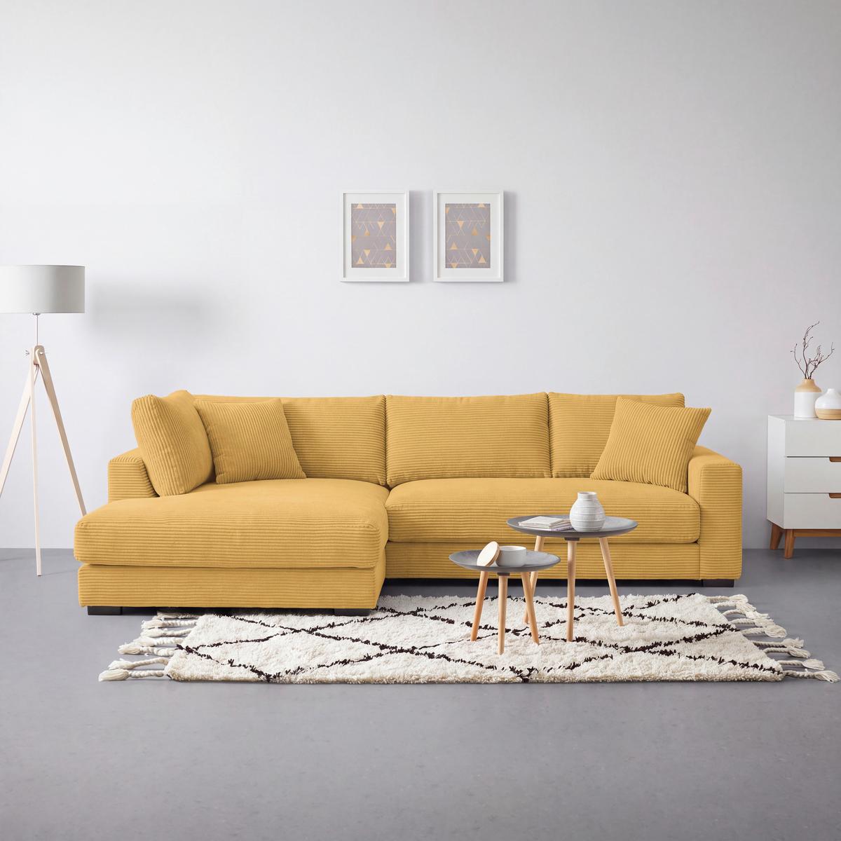 Ecksofa Pedro Senfgelb - Senfgelb/Schwarz, MODERN, Kunststoff/Textil (190/300cm) - Mömax