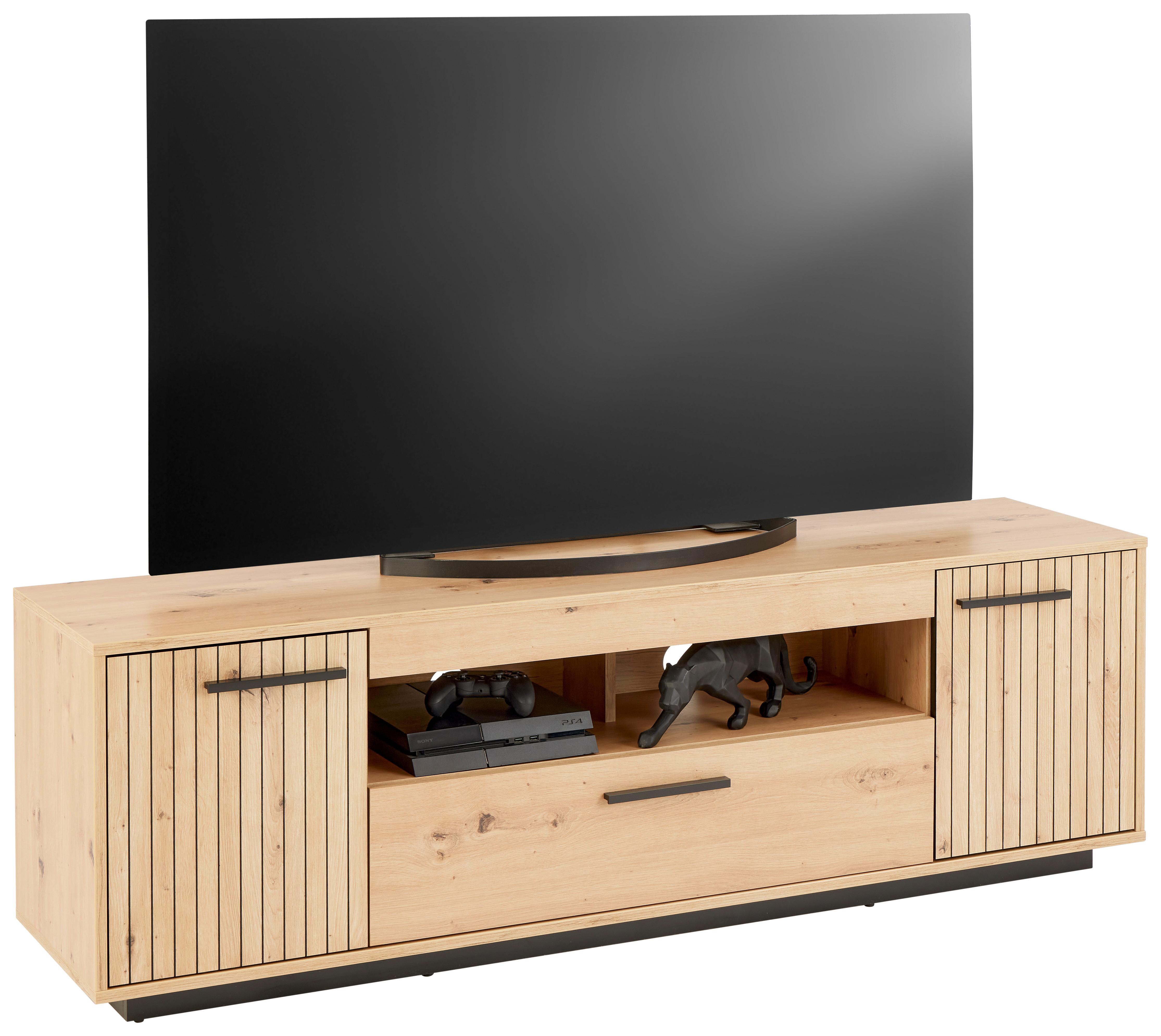 Măsuță TV LUKAS - stejar Artisan/negru, Trend, material pe bază de lemn (163,6/52,2/40,2cm) - Modern Living