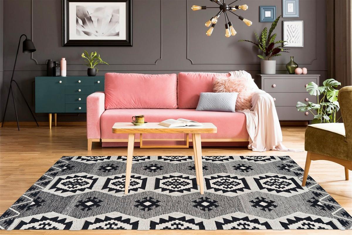 FLACHWEBETEPPICH ETHNIE 300 GRAU 160CM X 230CM - Grau, Design, Textil (160/230cm) - Kayoom