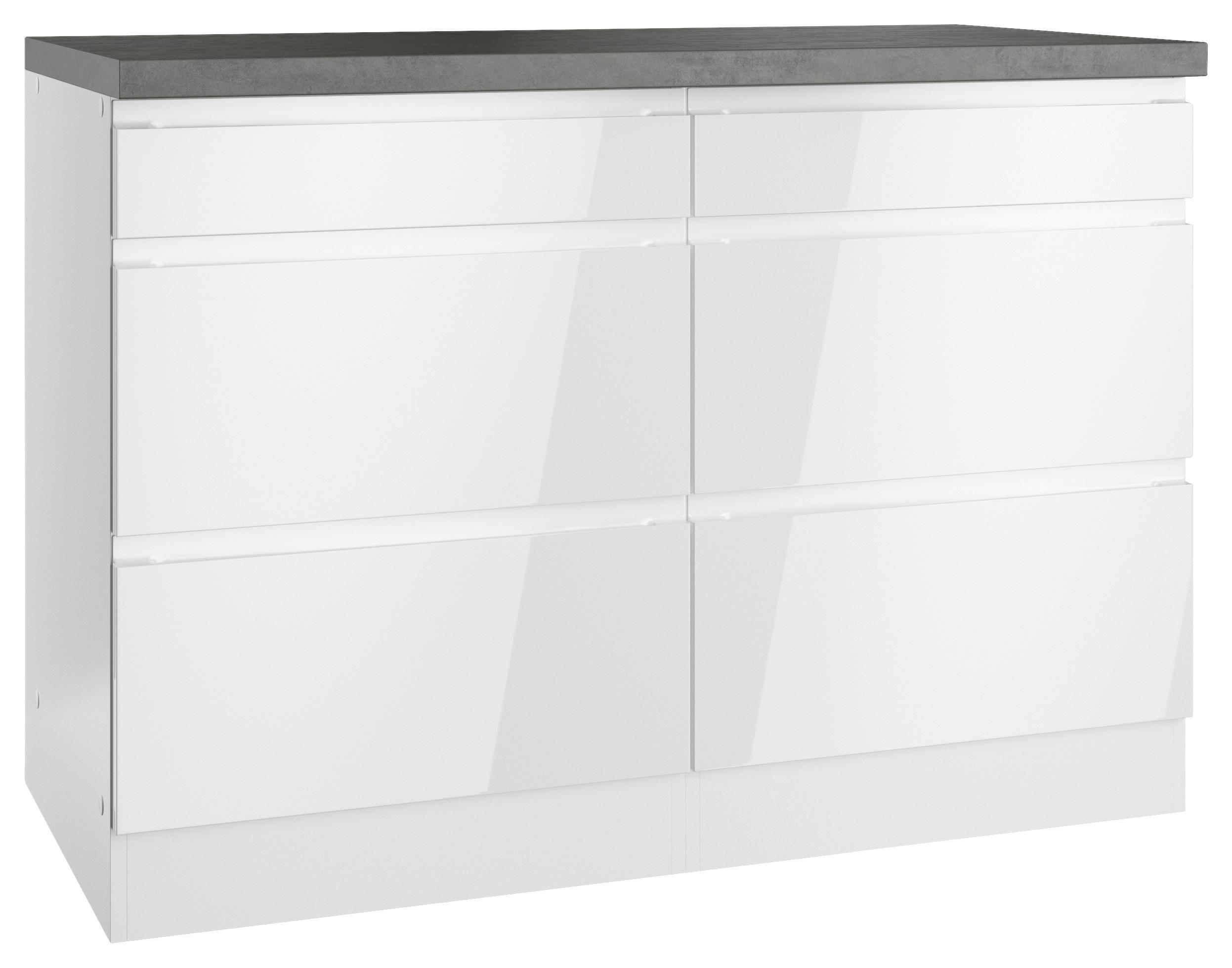 Küchenunterschrank Monza ca. 120x86 cm Weiß/Grau - Weiß Hochglanz/Weiß, LIFESTYLE, Holzwerkstoff (120/86/60cm) - Held