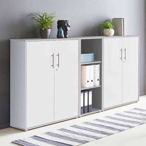 Aktenschrank Office Edition Sw Set 8 Grau/Weiß - Weiß/Grau, MODERN, Holzwerkstoff (213/114/33cm) - MID.YOU