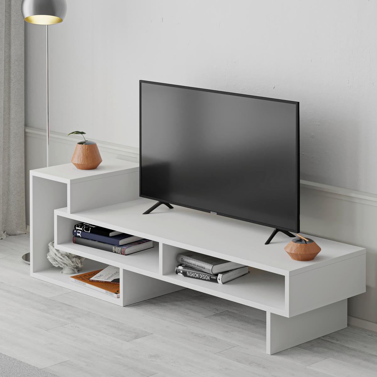 Tv Element Tetra, Bela - bela, Design, leseni material (137/40/42cm) - Livetastic