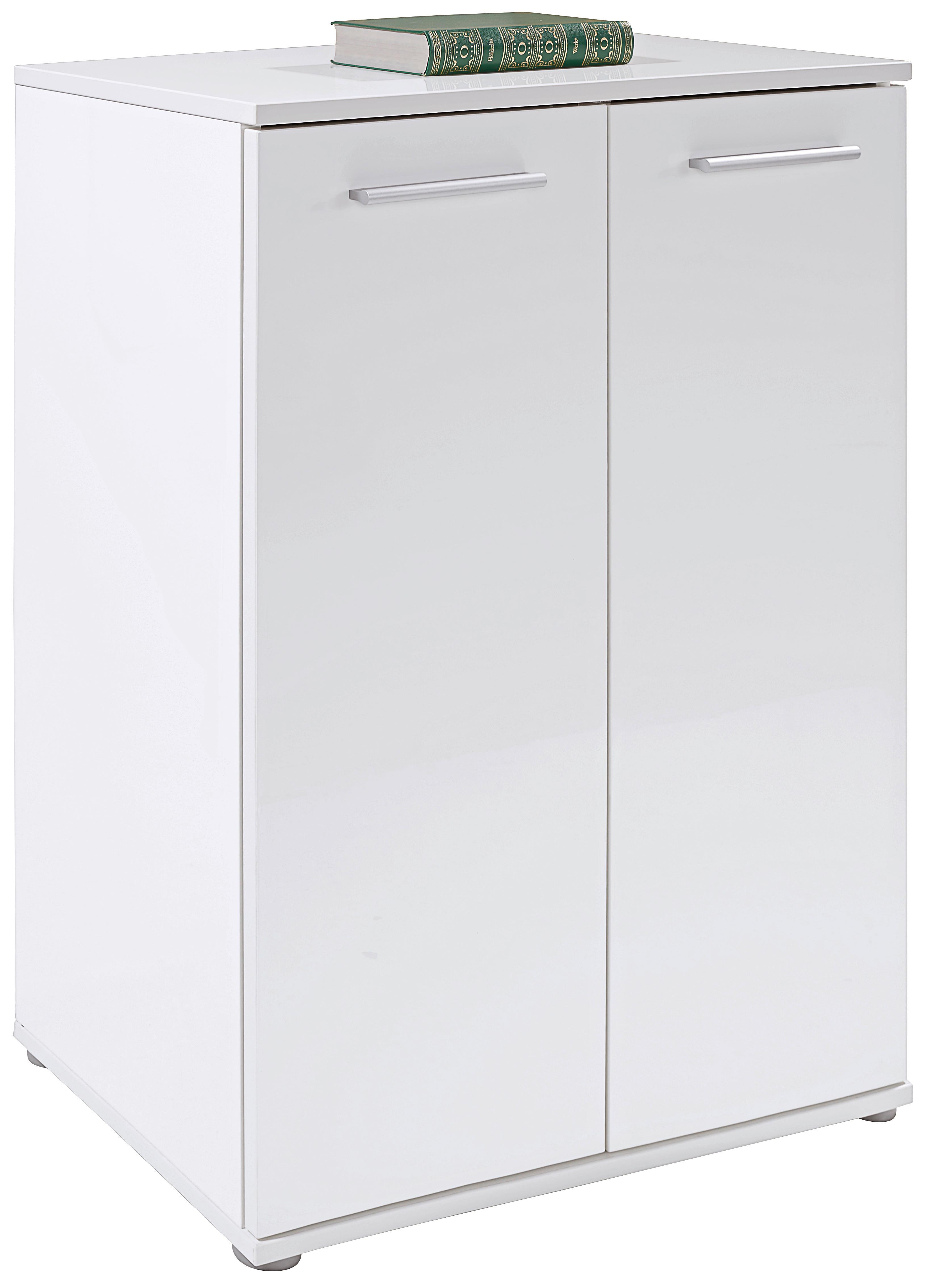 Komoda Christian New 1, Bela - bela/barve aluminija, Moderno, umetna masa/leseni material (60/85/35cm)