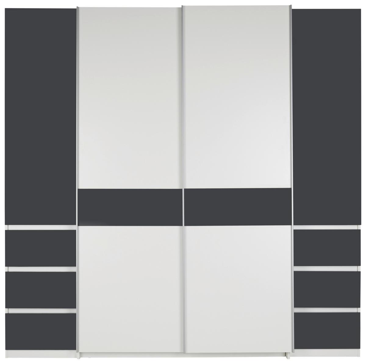 Kleiderschrank in Graphitfarben/Weiss - Weiss/Graphitfarben, Konventionell, Holzwerkstoff (215/211/60cm) - Mömax