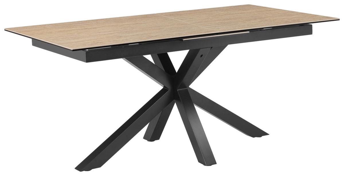 Raztegljiva Miza Lotus, Bež, 168-210x90 - črna/bež, Moderno, kovina/steklo (168-210/90/76cm) - MID.YOU