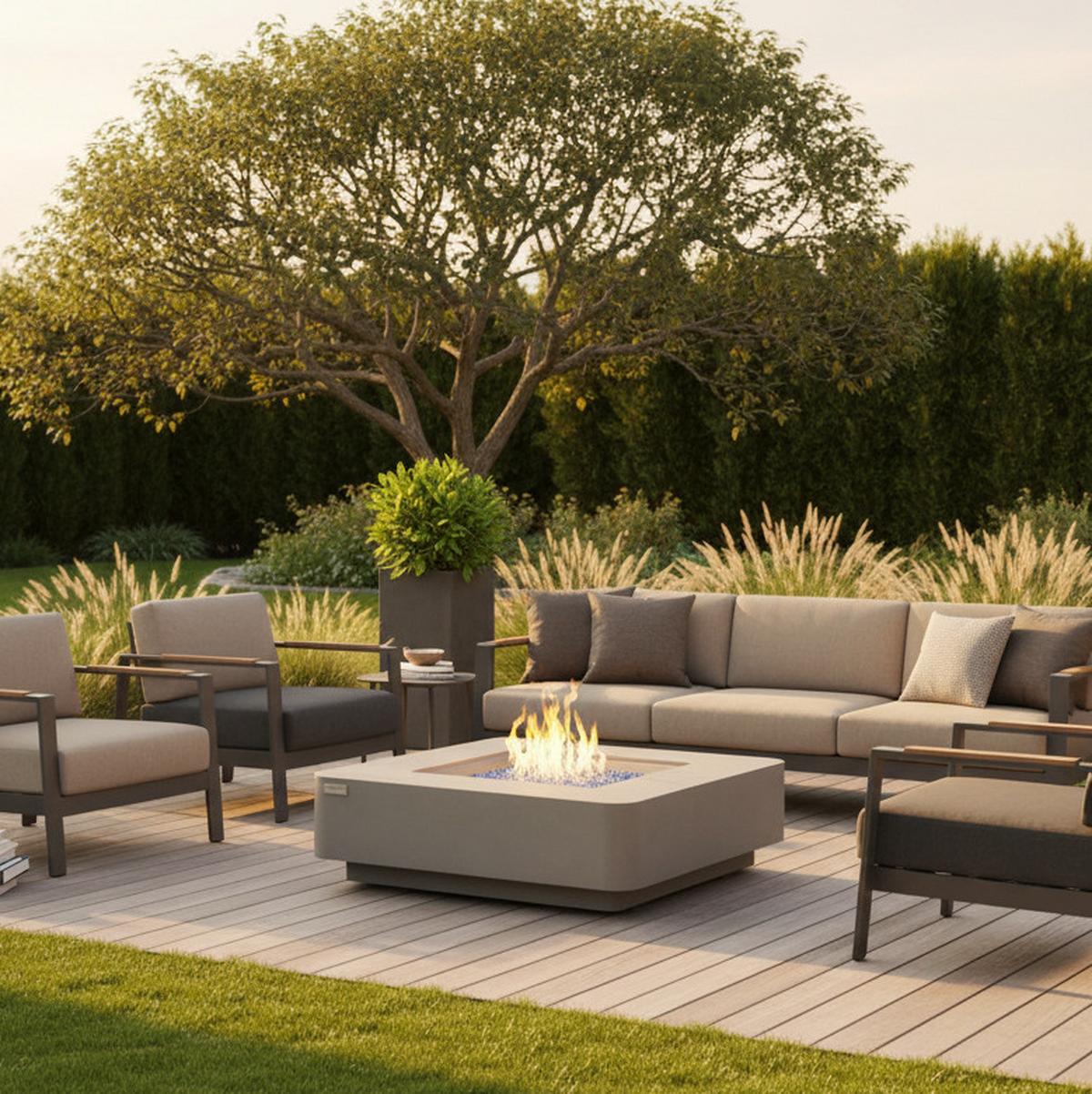 Feuerstelle Lucerne Hellgrau - Hellgrau, KONVENTIONELL, Stein/Metall (107/35/107cm) - Gardenson